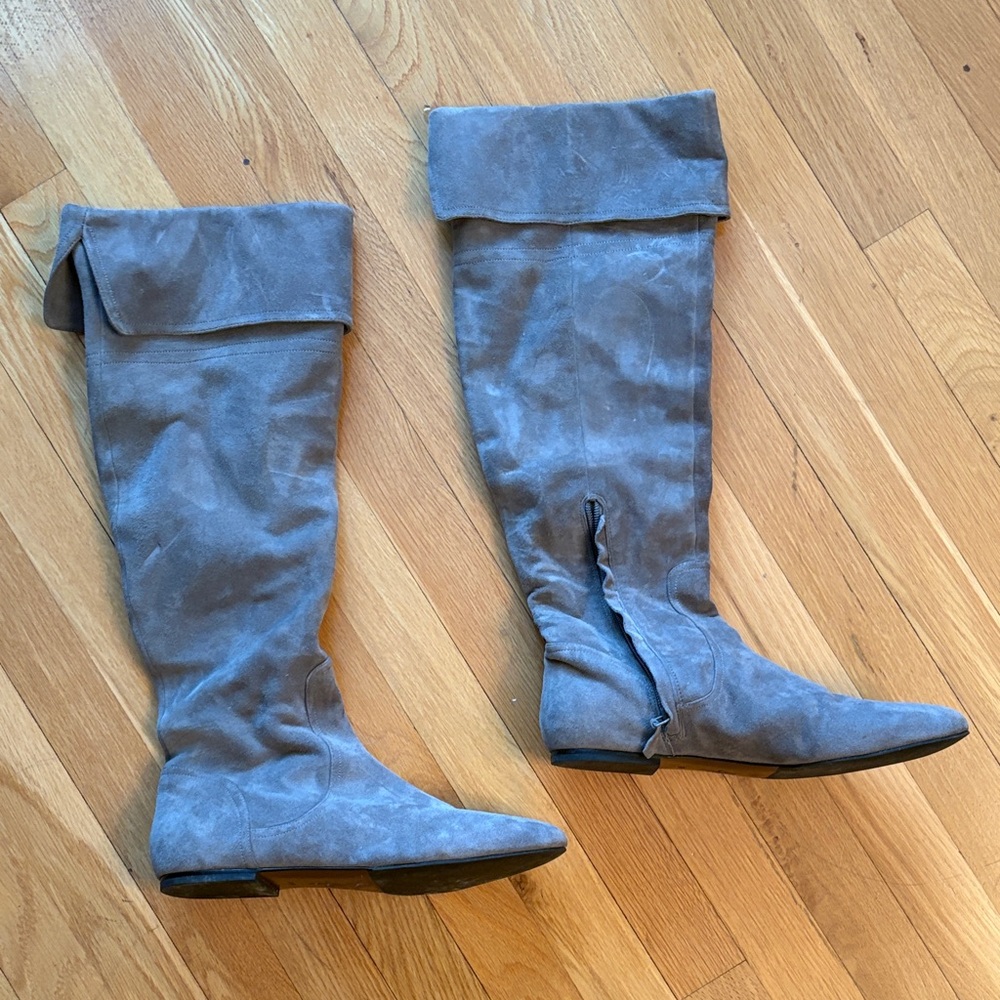 Cole Haan Over the Knee Gray Suede Boots